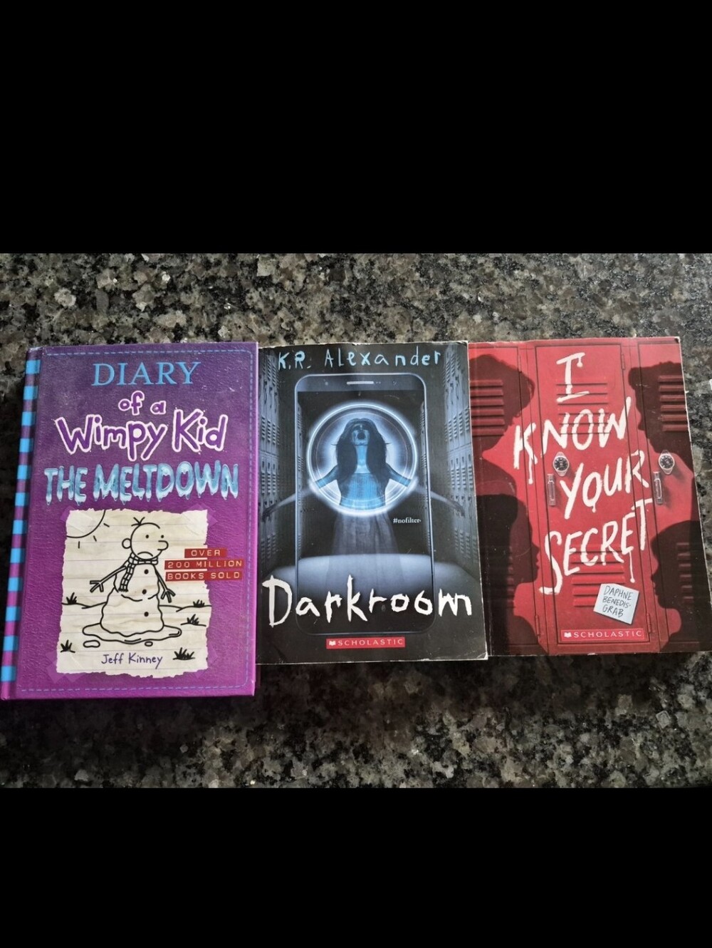 Diary of a Wimpy Kid: The Meltdown', 'Darkroom', and 'I Know Your Secret